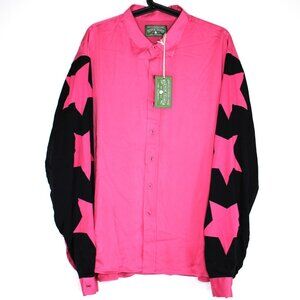 Denim Tears Mens Large Pink Star Viscose Button Up Shirt NEW F1317